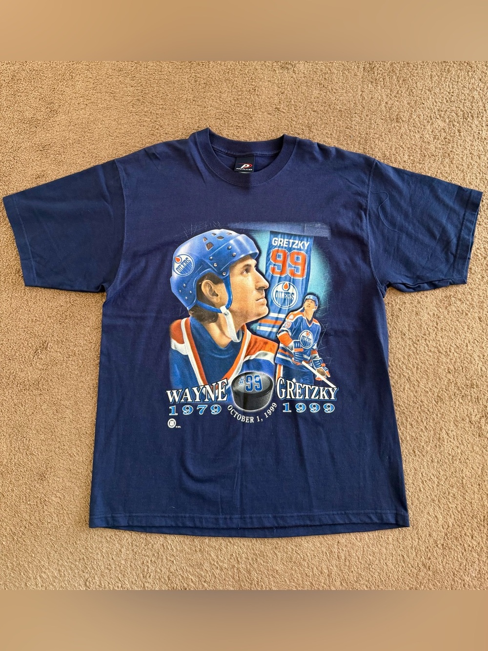 NHL Oilers Wayne Gretzky #99 Ice Hockey T-Shirt Tee 1979-1999